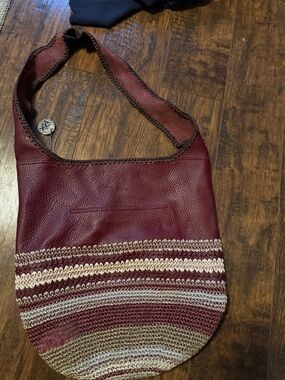 The Sak Maroon Crochet-Trim Shoulder Bag